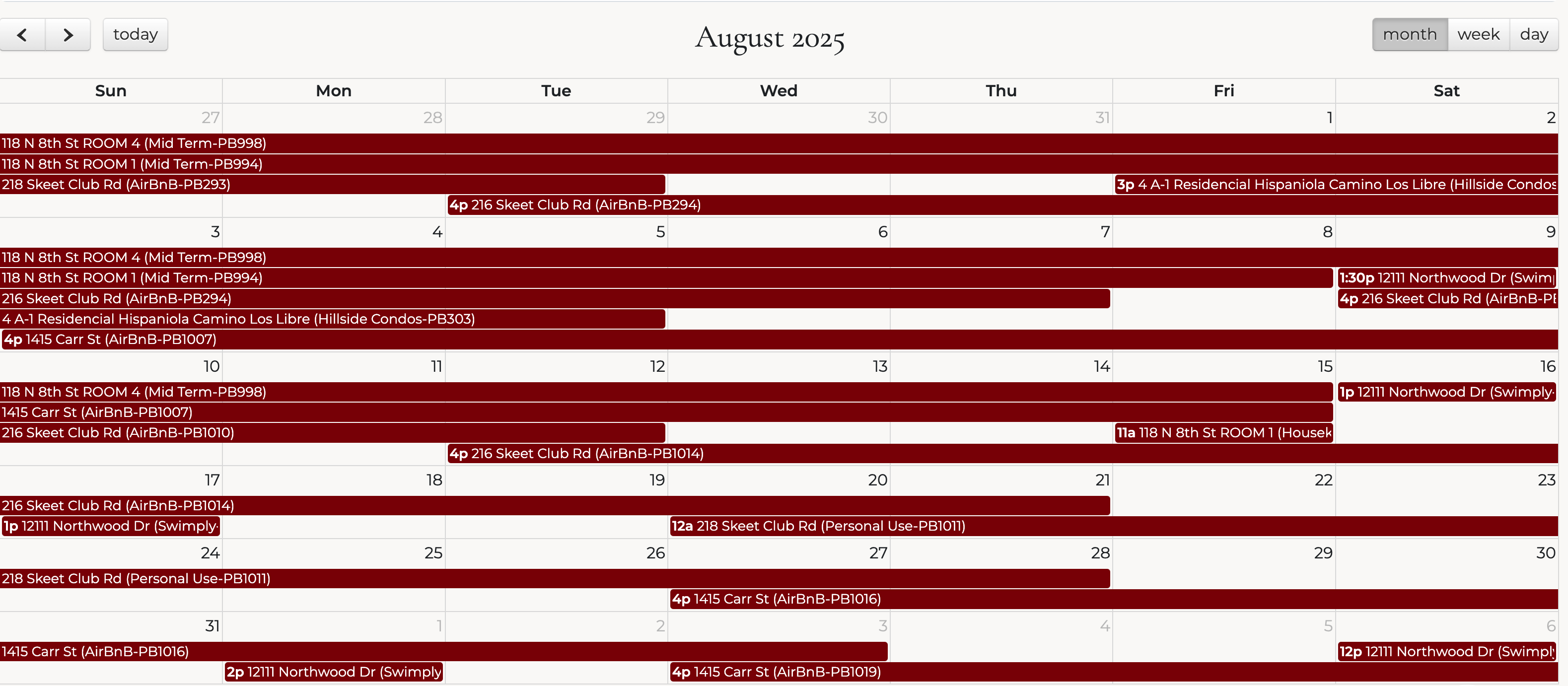 Booking Dashboard Preview - Visual calendar interface showing bookings across properties